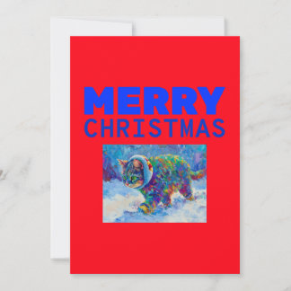 Cat in Snow Wearing Ear Muffs  Holiday Card