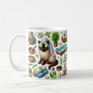 Cat in Spa party for Siamese Cat Lovers  Coffee Mug
