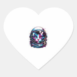 Cat in Space Astronaut Outer Galaxy Kitten Gifts C Heart Sticker