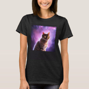 Cat in Space Purple Galaxy T-Shirt
