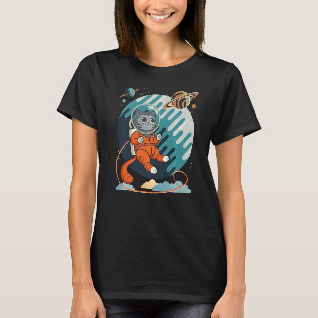 Cat in Space Space Cat Nerdy  2 T-Shirt (Front)