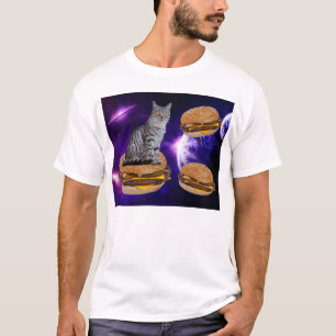 CAT IN SPACE WITH CHEESEBURGERS T-Shirts