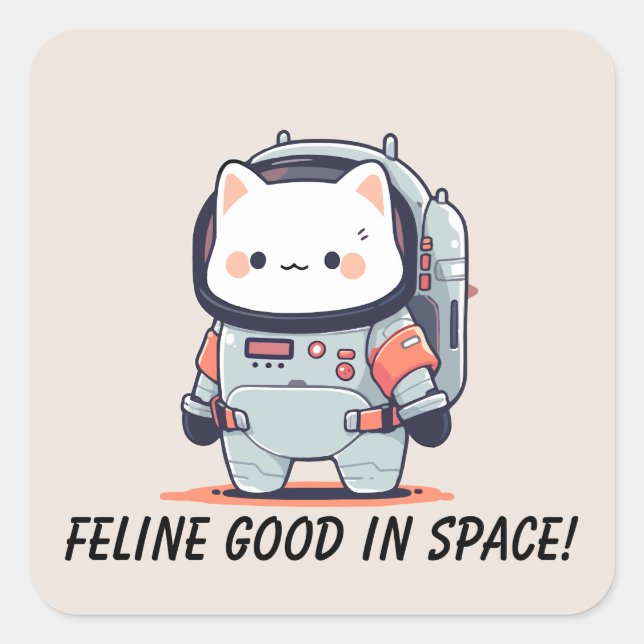 Cat in Spacesuit -Feline good in space Square Sticker (Front)