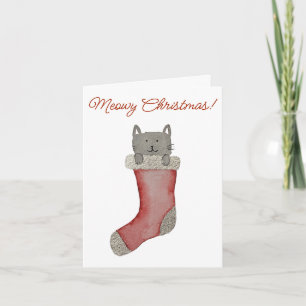 Cat in Stocking Holiday Card
