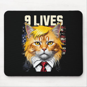 Cat In Suite With Trump Hair Nine Lives Usa Flag M Mouse Mat
