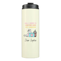 Cat in sunglasses&Camera&Coffee Thermal Tumbler