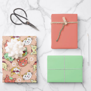 Cat in Sunglasses Pattern Wrapping Paper Sheet