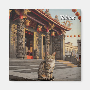 Cat in Taiwan Tainan Temple Travel Magnet
