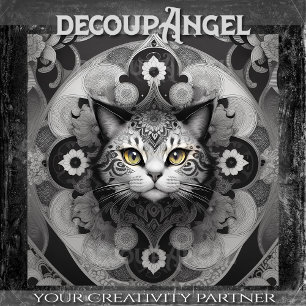 Cat in Tattoo Style -Decoupage- Tissue Paper