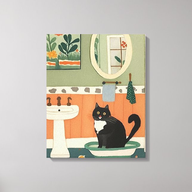 Cat in the bathroom V14 Canvas Print (Front)