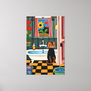 Cat in the bathroom V16 Canvas Print