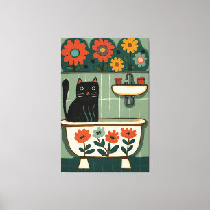 Cat in the bathroom V9 Canvas Print