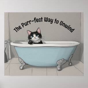 Cat in the Bathtub Poster