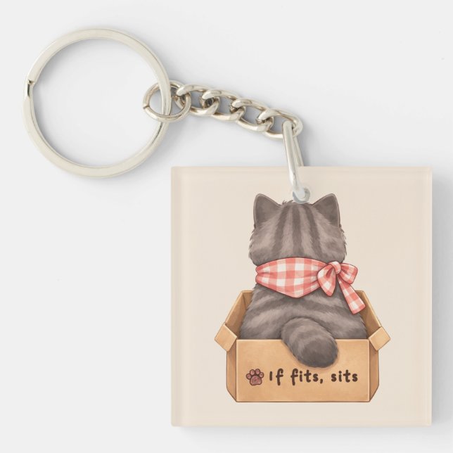 Cat in The Box Key Ring (Front)