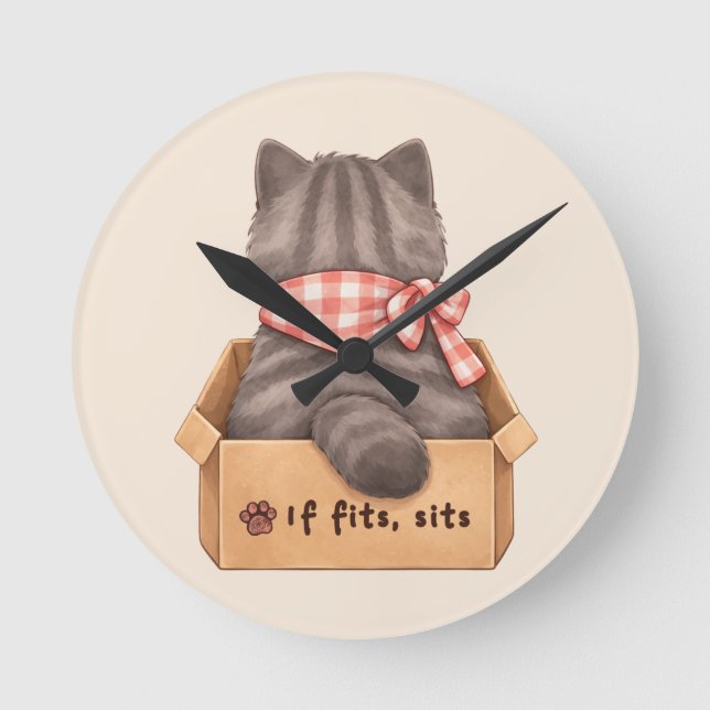 Cat in The Box Round Clock (Front)