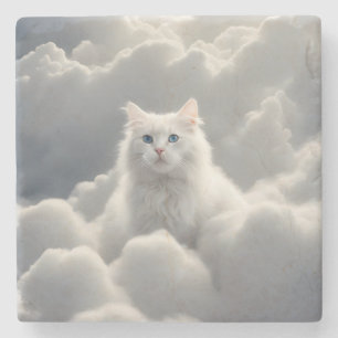 Cat in the clouds stone coaster