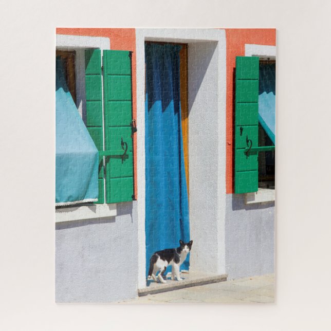 Cat In The Door Way In Burano, Italy Jigsaw Puzzle (Vertical)