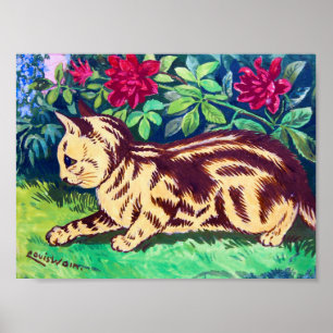 Cat in The Flower Garden, Louis Wain Poster