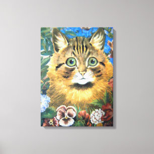Cat in the flower, Louis Wain Canvas Print