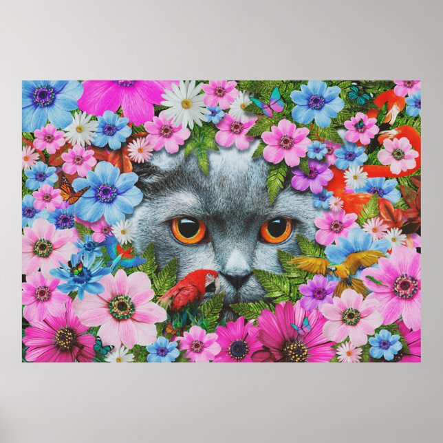 Cat in the flower poster (Front)