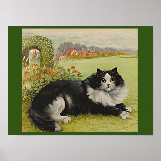 Cat in the Garden by Louis Wain  Card Poster (Front)