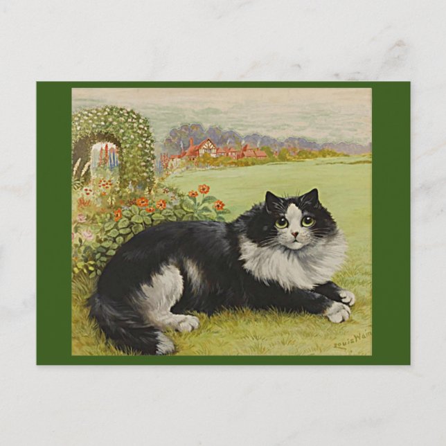 Cat in the Garden by Louis Wain Postcard (Front)