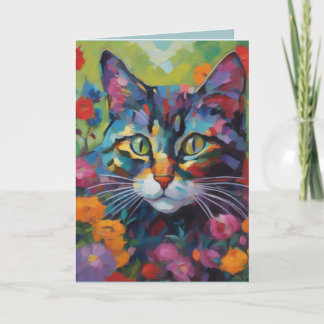 Cat In the Garden Greetings Card