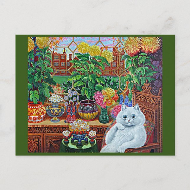 Cat in the Garden Room by Louis Wain  Card  (Front)