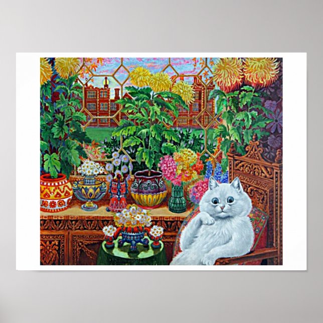 Cat in the Garden Room by Louis Wain Poster (Front)