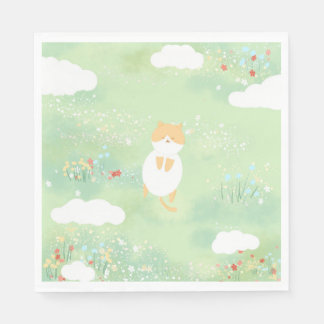 cat in the grass napkin