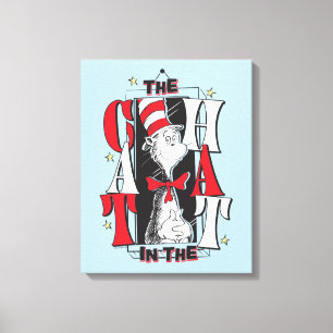 Cat In the Hat   B&W Text Canvas Print