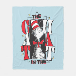 Cat In the Hat   B&W Text Fleece Blanket
