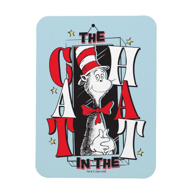 Cat In the Hat | B&W Text Magnet (Vertical)
