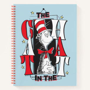 Cat In the Hat B&W Text Notebook