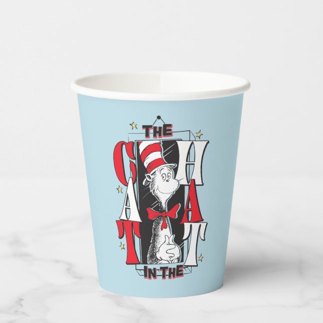 Cat In the Hat | B&W Text Paper Cups (Left)