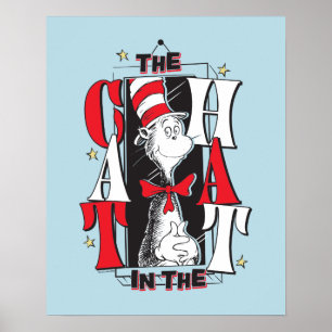 Cat In the Hat   B&W Text Poster