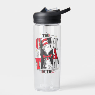 Cat In the Hat   B&W Text Water Bottle