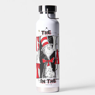 Cat In the Hat B&W Text Water Bottle