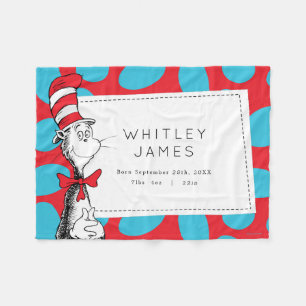 Cat in the Hat Baby Birth Stats Fleece Blanket