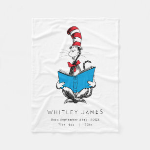 Cat in the Hat Baby Birth Stats Fleece Blanket