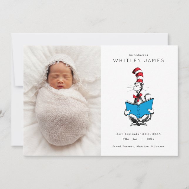 Cat in the Hat Birth Announcement - Photo (Front)