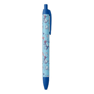 Cat In The Hat   Blue Pattern Black Ink Pen