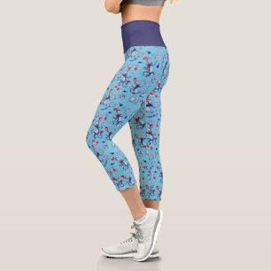 Cat In The Hat Blue Pattern Capri Leggings