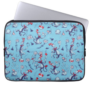 Cat In The Hat   Blue Pattern Laptop Sleeve