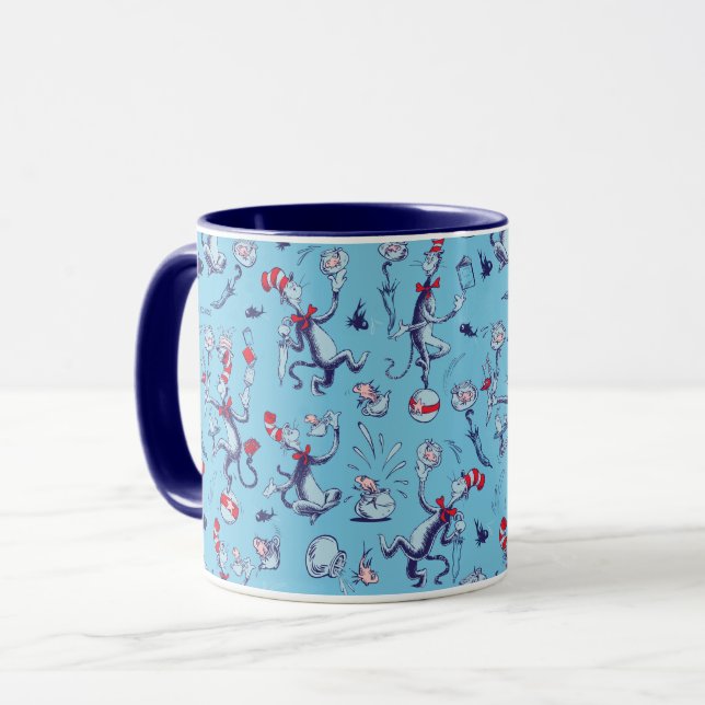 Cat In The Hat | Blue Pattern Mug (Front Left)