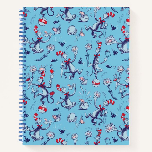 Cat In The Hat | Blue Pattern Notebook (Front)