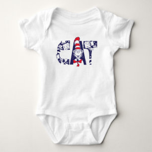 Cat In the Hat   Cat Face Text Baby Bodysuit