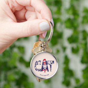 Cat In the Hat Cat Face Text Key Ring