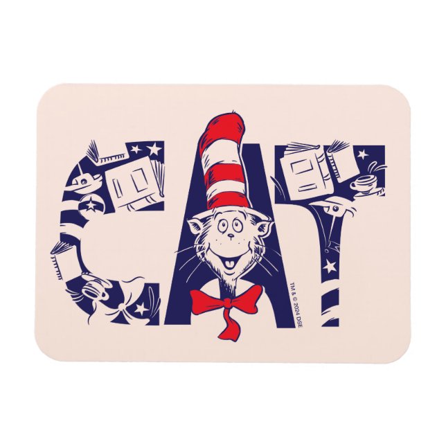 Cat In the Hat | Cat Face Text Magnet (Horizontal)