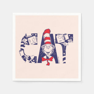 Cat In the Hat   Cat Face Text Napkin